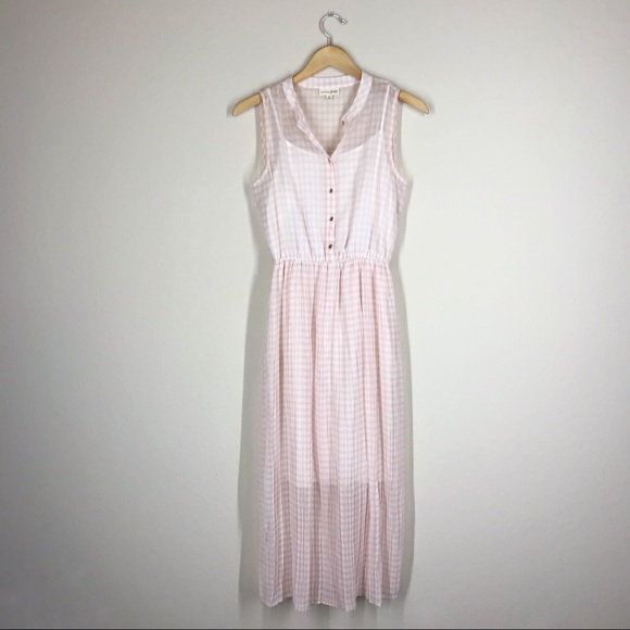 pink gingham maxi dress
